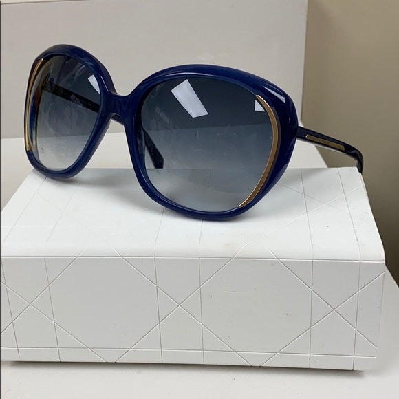Alexander MQueen Blue Gold Vintage Sunglasses